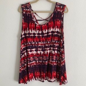Tie-Dye Tank Top with Criss-Cross Back Detail